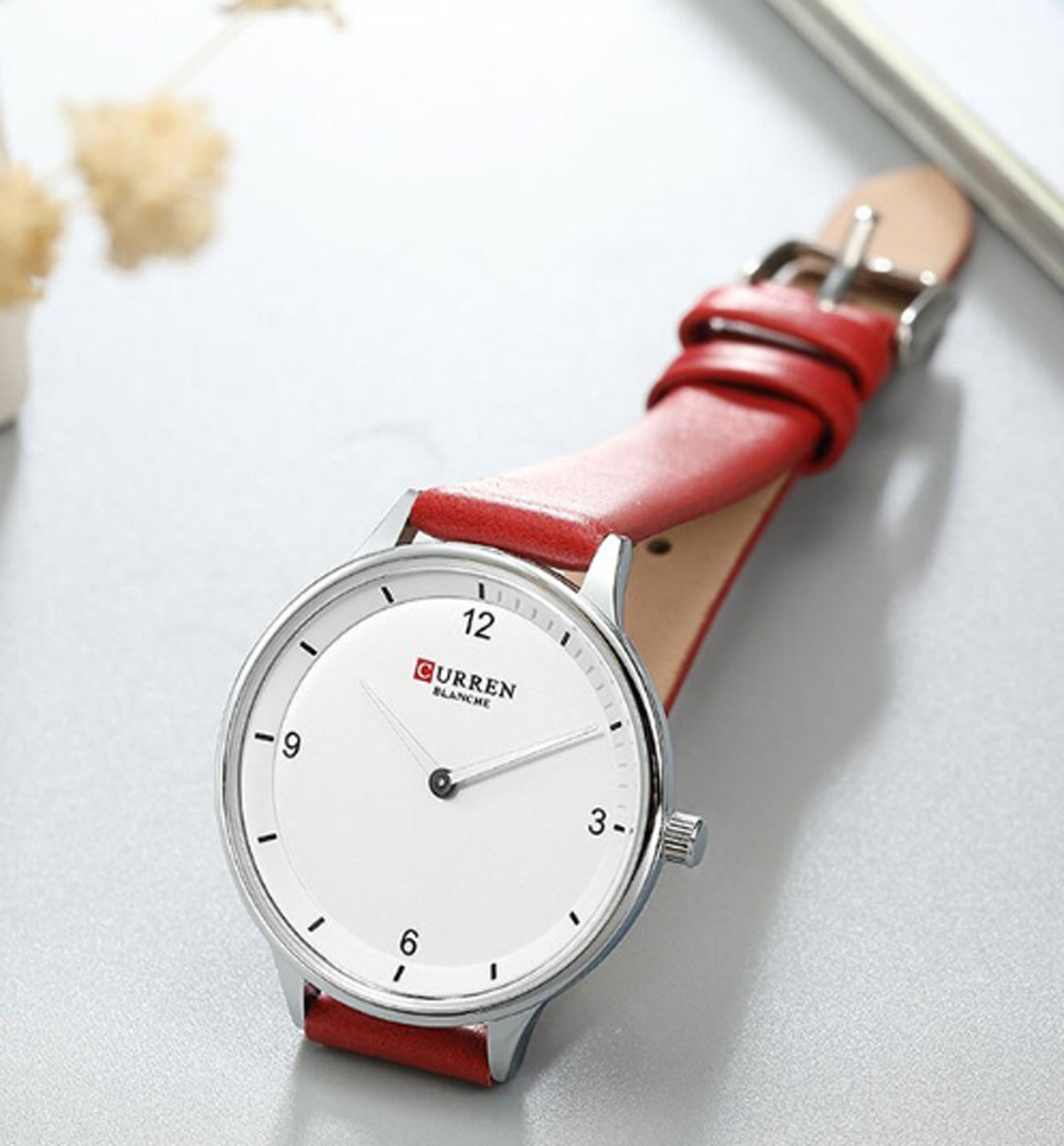 CURREN Original Brand Slim Leather Strap Wrist Watches For Women With Brand (Box & Bag)-9039