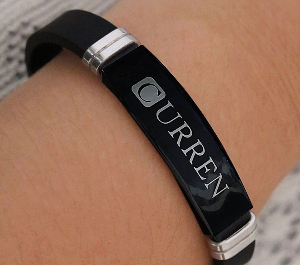 CURREN Original Brand Black Rubber Straps Band Wrist For Men & Women With Brand (Box & Bag)