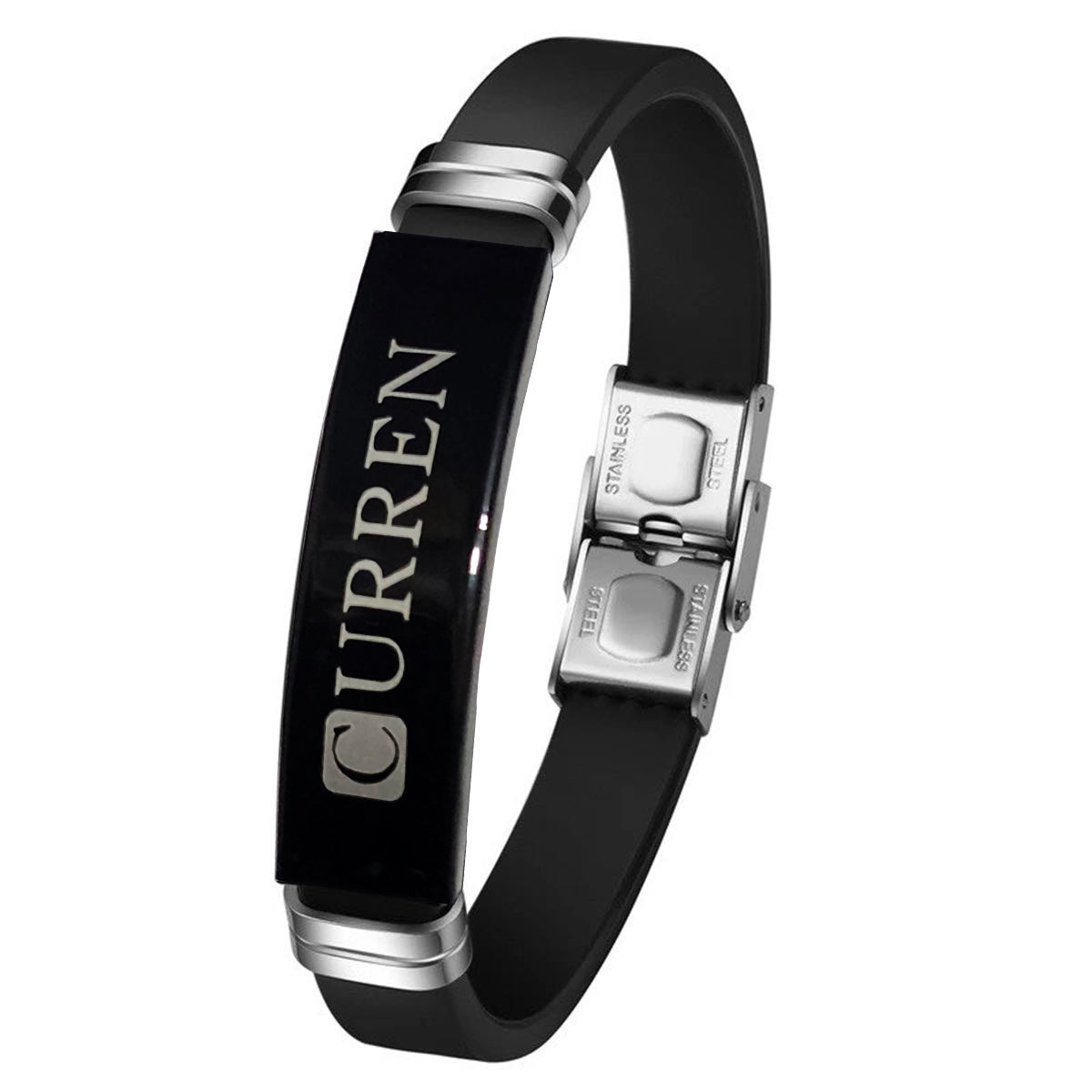 CURREN Original Brand Black Rubber Straps Band Wrist For Men & Women With Brand (Box & Bag)