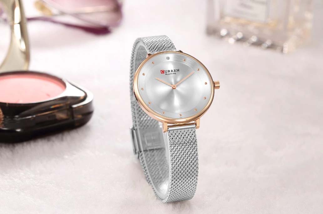 CURREN Original Brand Mesh Band Wrist Watch For Women With Brand (Box & Bag)-9029