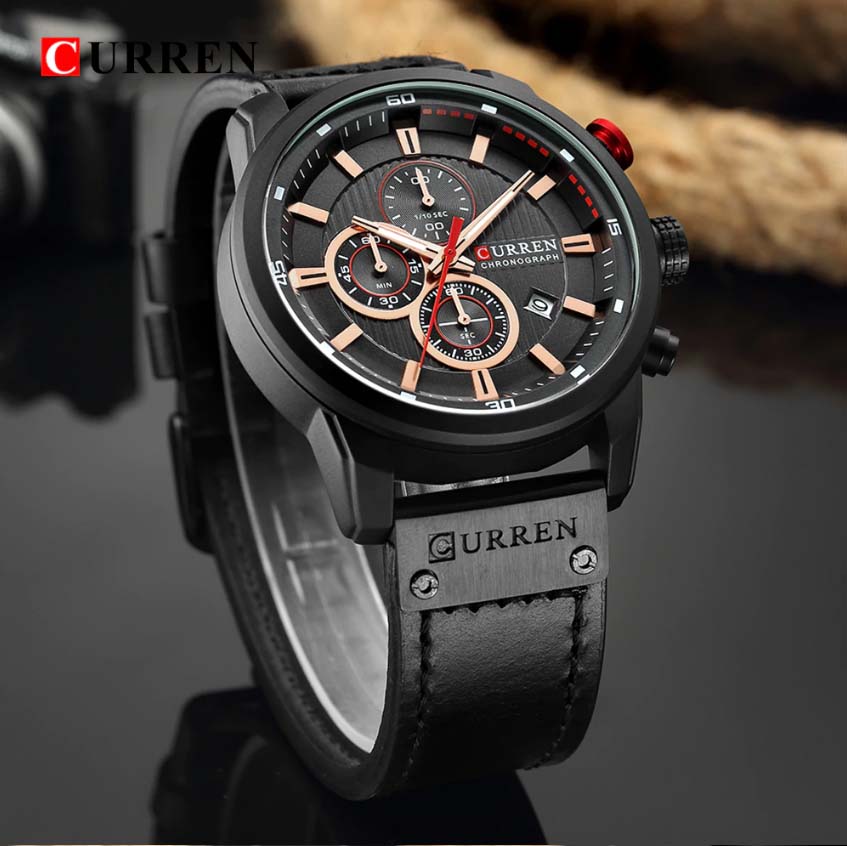 CURREN Original Brand Leather Straps Wrist Watch For Men With Brand (Box & Bag)-8291