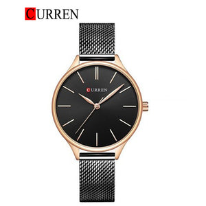 CURREN Original Brand Mesh Band Wrist Watch For Women With Brand (Box & Bag)-9024