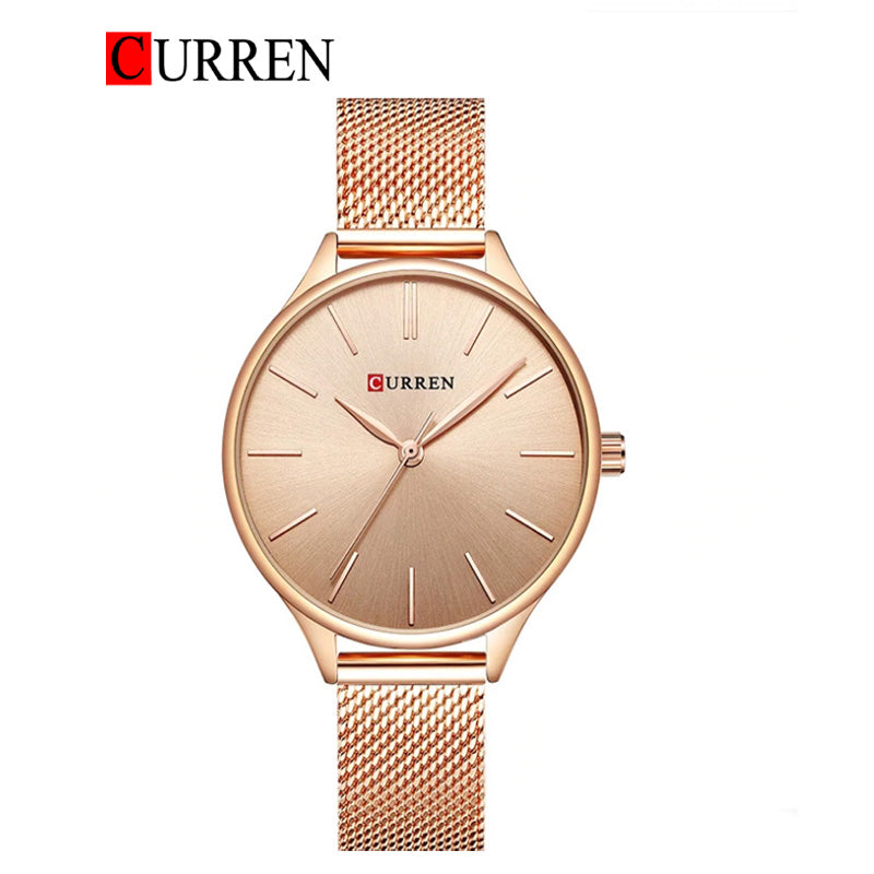 CURREN Original Brand Mesh Band Wrist Watch For Women With Brand (Box & Bag)-9024