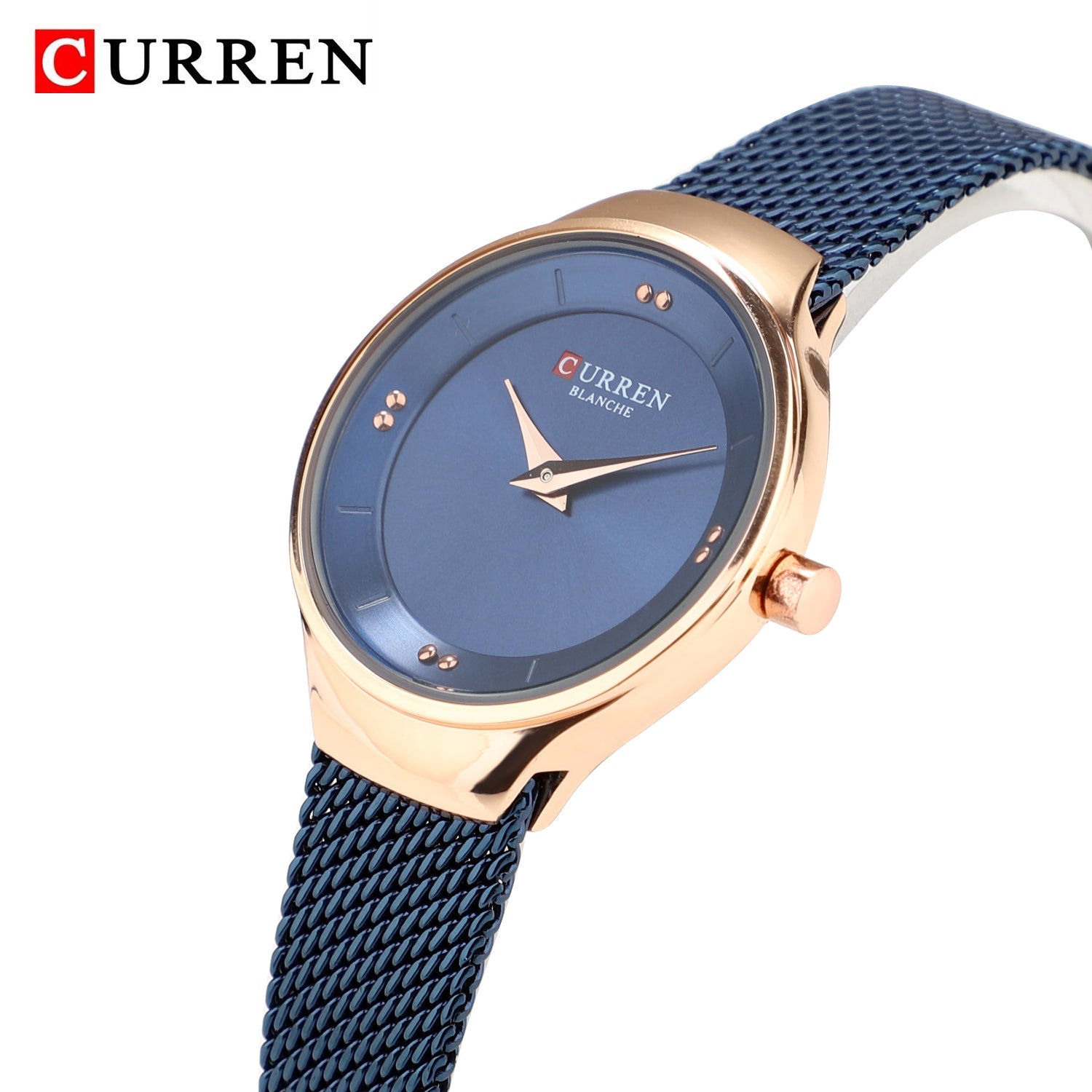 CURREN Original Brand Mesh Band Wrist Watch For Women With Brand (Box & Bag)-9028