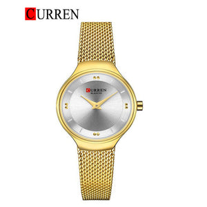 CURREN Original Brand Mesh Band Wrist Watch For Women With Brand (Box & Bag)-9028