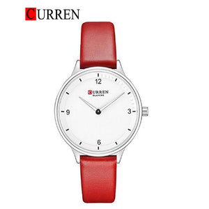 CURREN Original Brand Slim Leather Strap Wrist Watches For Women With Brand (Box & Bag)-9039