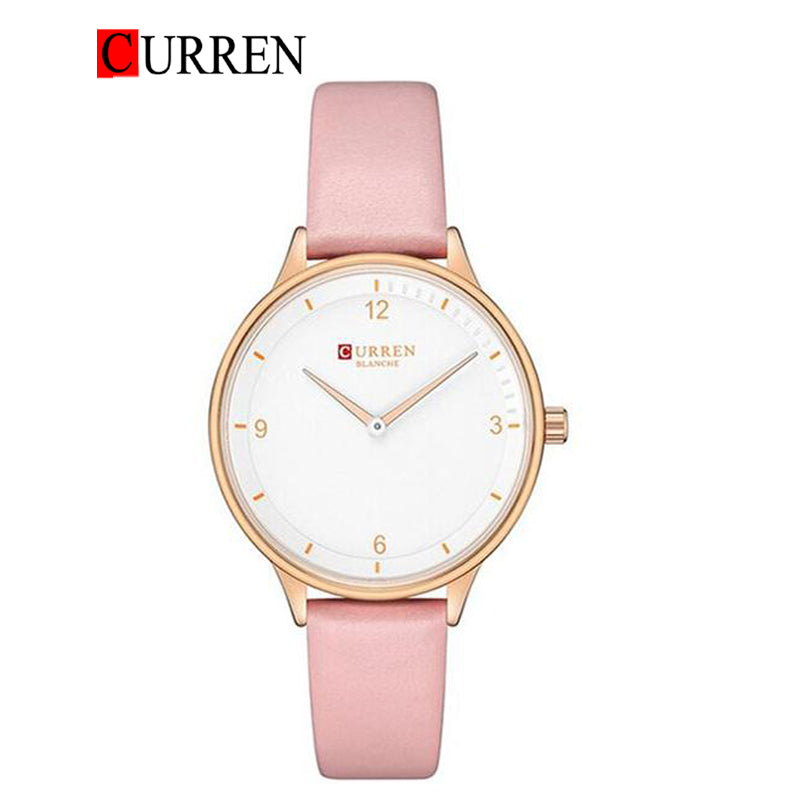 CURREN Original Brand Slim Leather Strap Wrist Watches For Women With Brand (Box & Bag)-9039