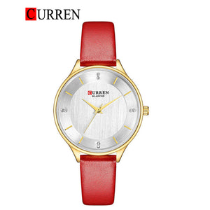 CURREN Original Brand Slim Leather Strap Wrist Watches For Women With Brand (Box & Bag)-9041