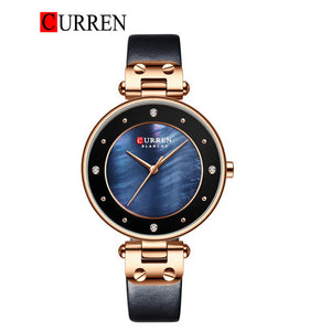 CURREN Original Brand Slim Leather Strap Wrist Watches For Women With Brand (Box & Bag)-9056