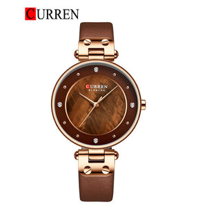 CURREN Original Brand Slim Leather Strap Wrist Watches For Women With Brand (Box & Bag)-9056