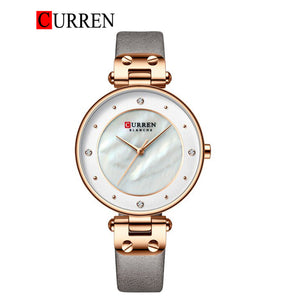 CURREN Original Brand Slim Leather Strap Wrist Watches For Women With Brand (Box & Bag)-9056