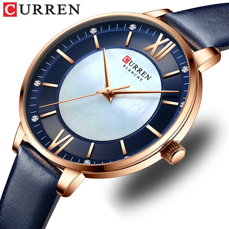 CURREN Original Brand Leather Straps Wrist Watch For Women With Brand (Box & Bag)-9080