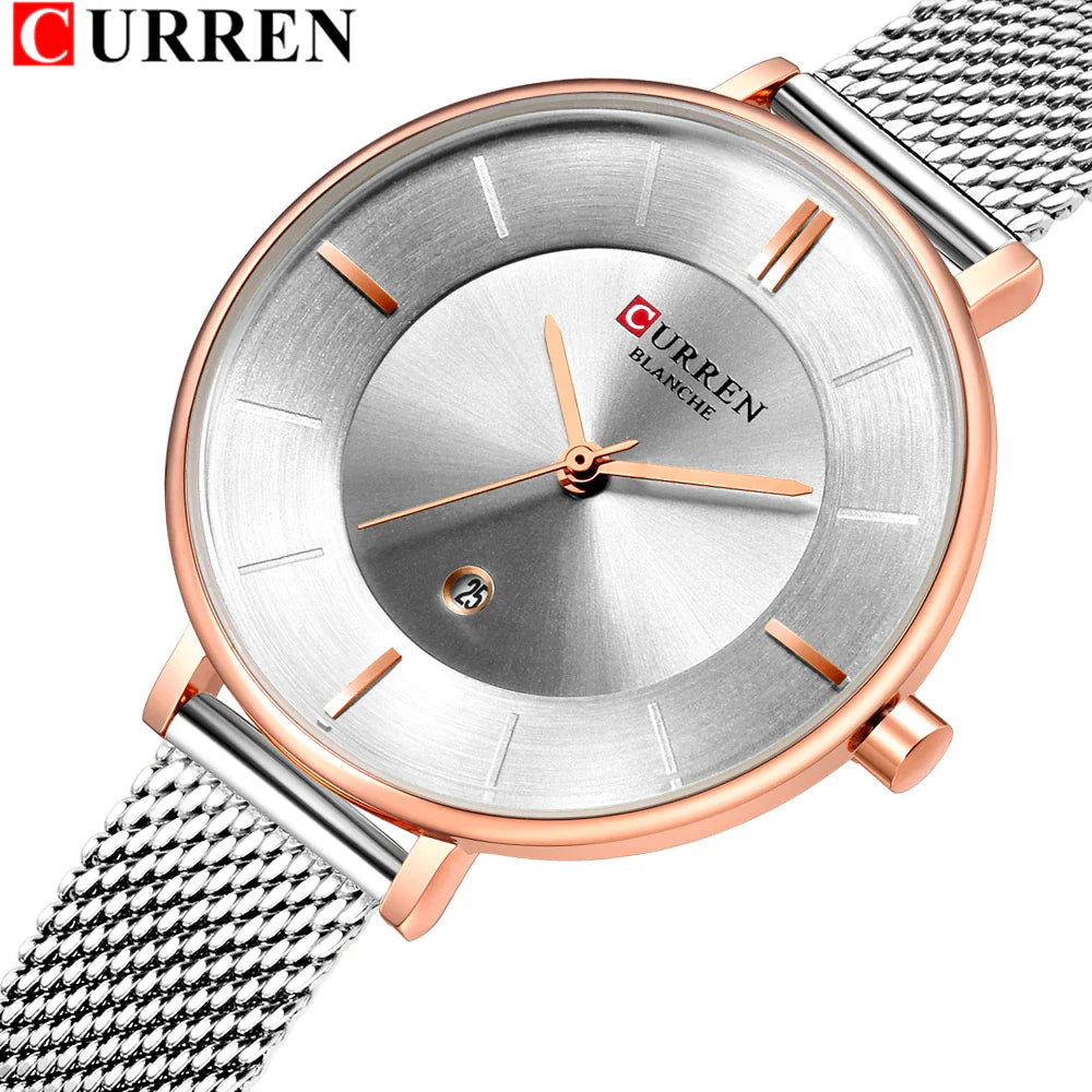 CURREN Original Brand Mesh Band Wrist Watch For Women With Brand (Box & Bag)-9037