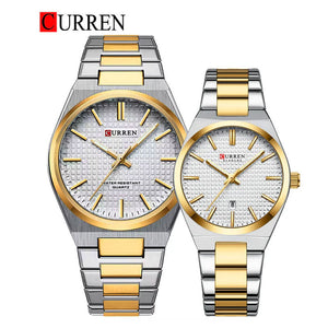 CURREN Original Brand Stainless Steel Band Wrist Watch For Couples With Brand (Box & Bag)