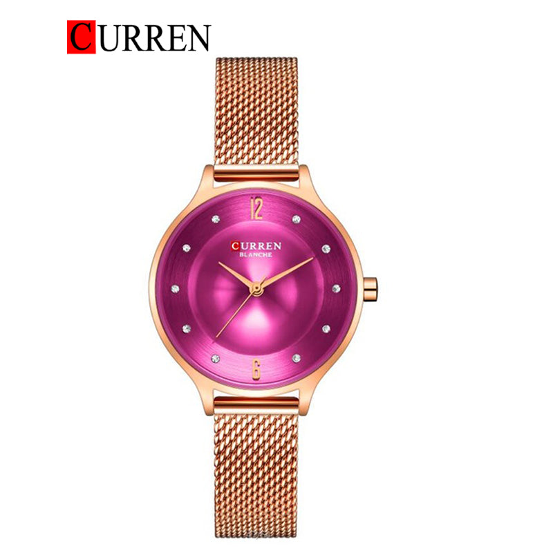 CURREN Original Brand Mesh Band Wrist Watch For Women With Brand (Box & Bag)-9036