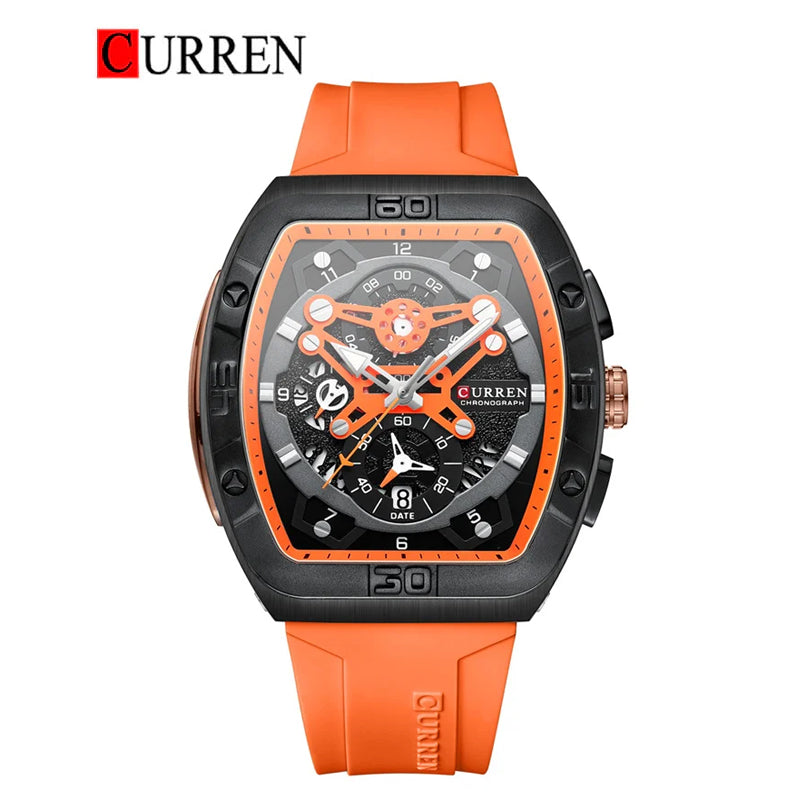 CURREN Original Brand Rubber Straps Wrist Watch For Men With Brand (Box & Bag)-8443