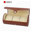 CURREN Original Brand Portable Vintage Leather Display Collection Storage 3 Grids Watch Organizer Box