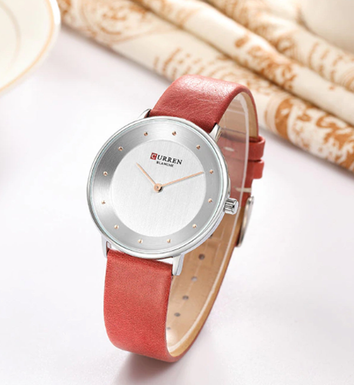 CURREN Original Brand Leather Strap Wrist Watches For Women With Brand (Box & Bag)-9033