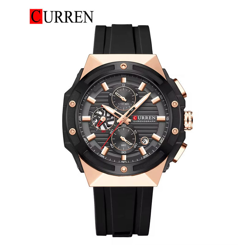 CURREN Original Brand Rubber Straps Wrist Watch For Men With Brand (Box & Bag)-8462