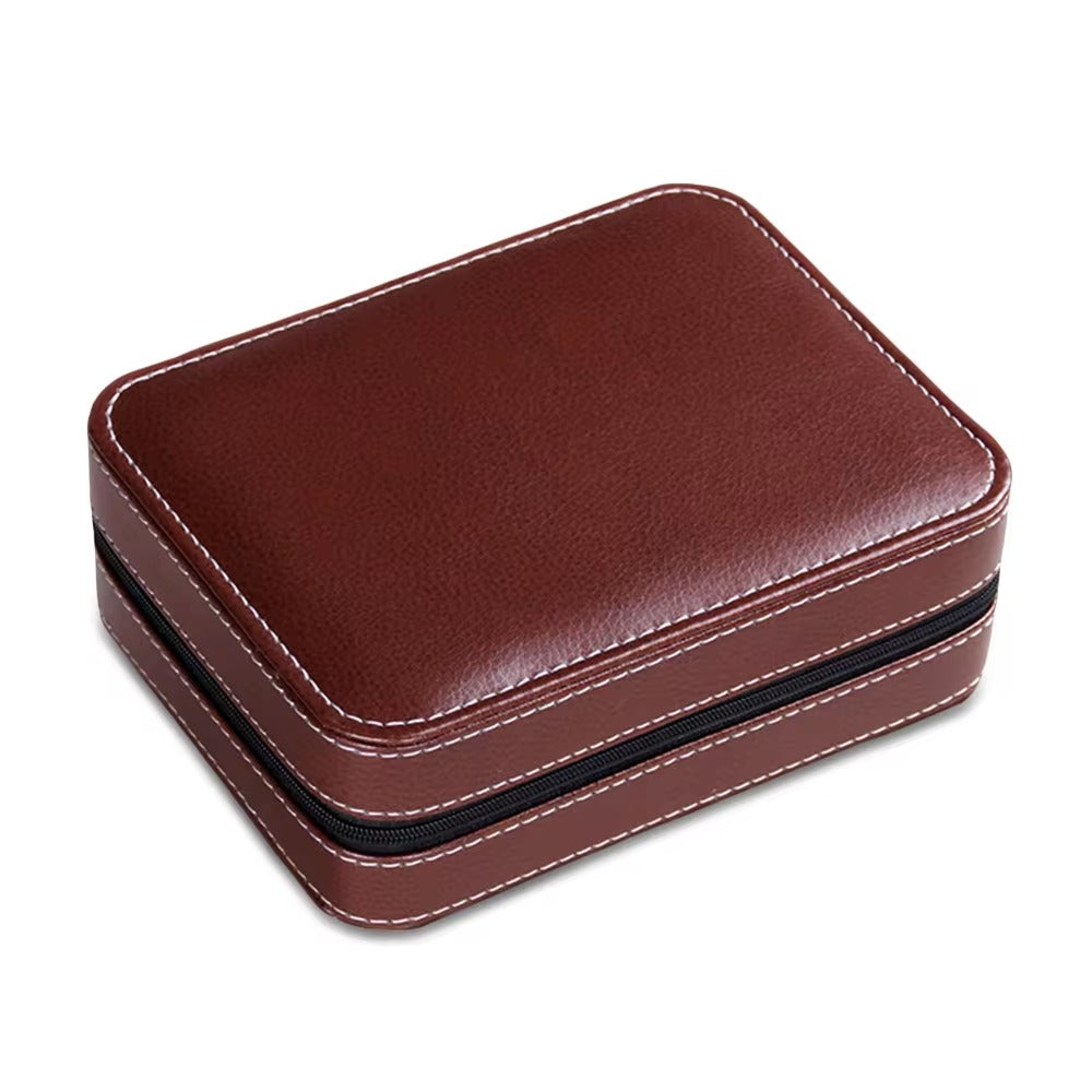 CURREN Original Brand Portable Vintage Leather Display Collection Storage 4 Slots Watch Organizer Box