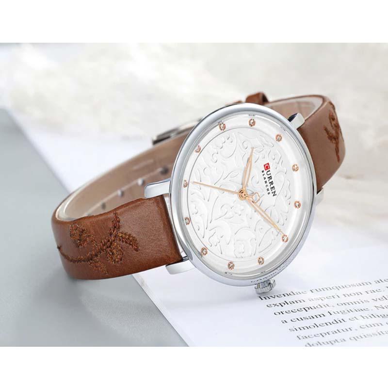 CURREN Original Brand Leather Straps Wrist Watch For Women With Brand (Box & Bag)-9046