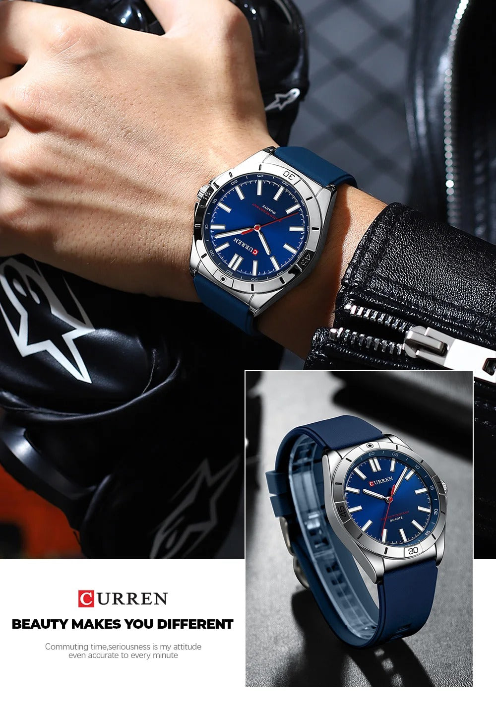 CURREN Original Brand Rubber Straps Wrist Watch For Men With Brand (Box & Bag)-8449