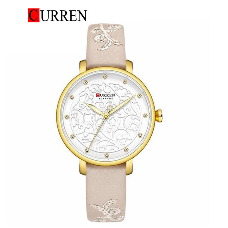 CURREN Original Brand Leather Straps Wrist Watch For Women With Brand (Box & Bag)-9046