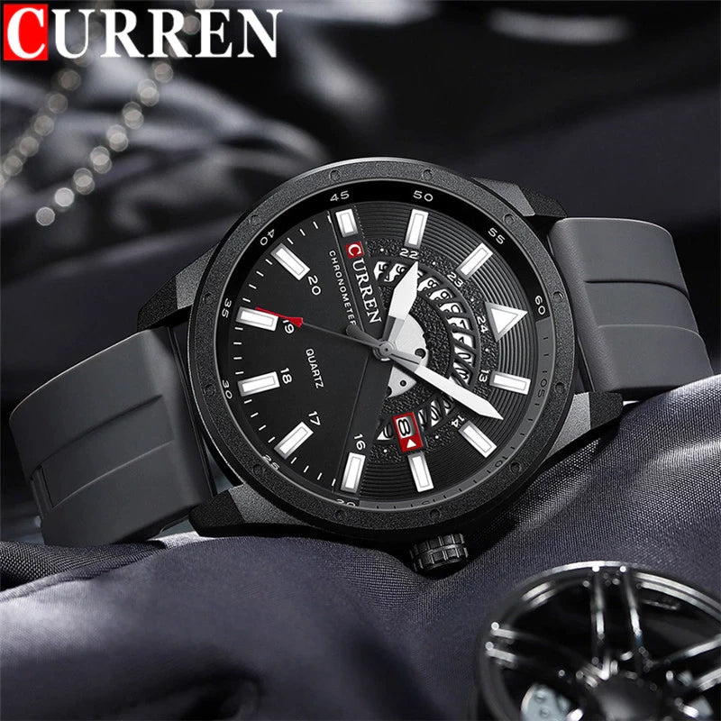 CURREN Original Brand Rubber Straps Wrist Watch For Men With Brand (Box & Bag)-8421