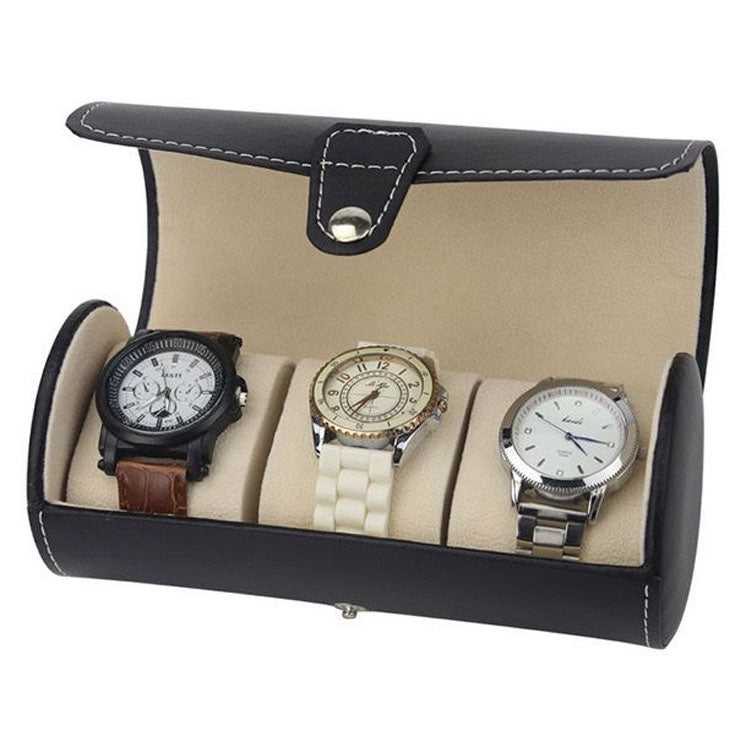 CURREN Original Brand Portable Vintage Leather Display Collection Storage 3 Grids Watch Organizer Box