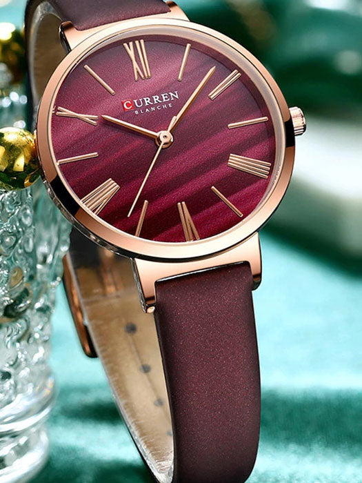 CURREN Original Brand Leather Straps Wrist Watch For Women With Brand (Box & Bag)-9076