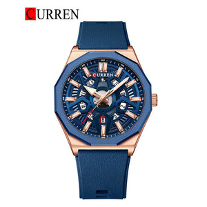 CURREN Original Brand Rubber Straps Wrist Watch For Men With Brand (Box & Bag)-8437