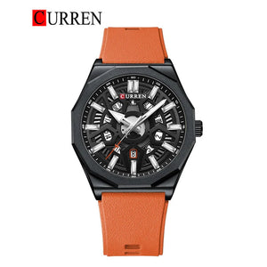 CURREN Original Brand Rubber Straps Wrist Watch For Men With Brand (Box & Bag)-8437